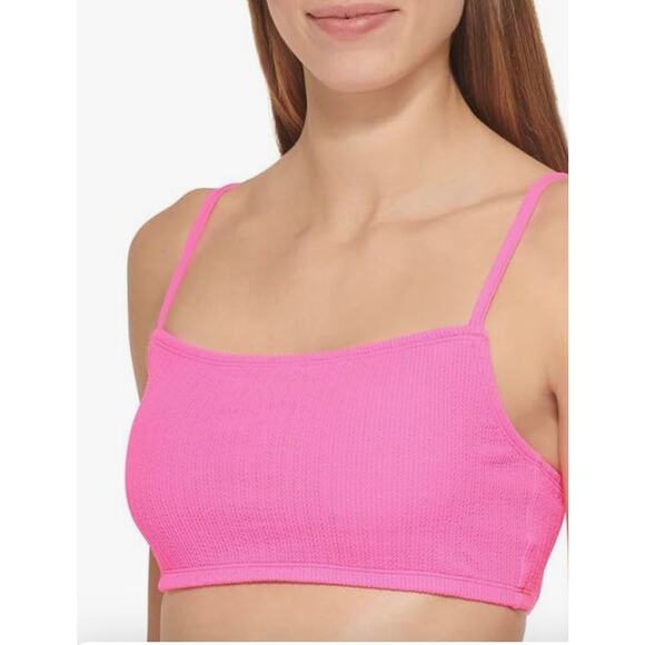 DKNY Other - DKNY Neon Pink Textured Bralette Swim Top M NWT